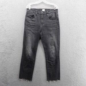 Edwin Bree High Rise Slim Straight Jeans Size 31 Black Womens‎ Frayed Hem